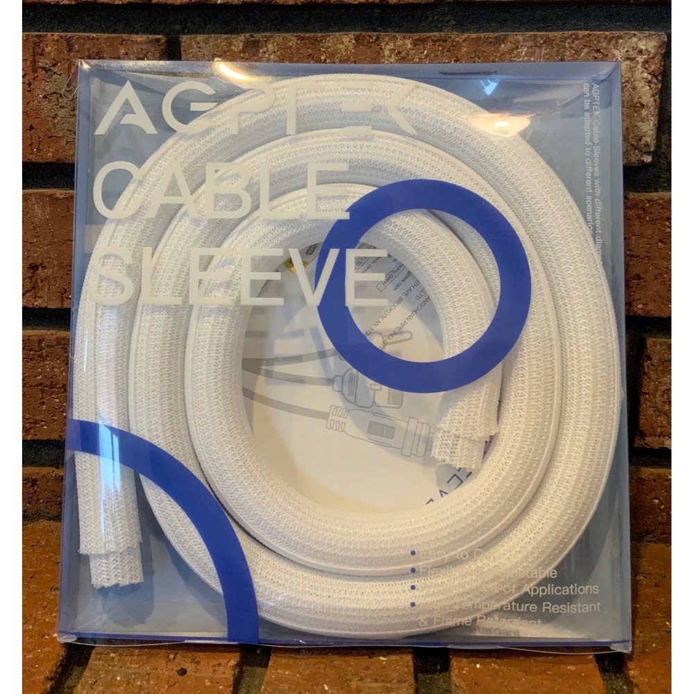 AGPTEK 1.2"‎ White Cable Sleeve Cover 2 pk Desk Cord Organizer 5ft